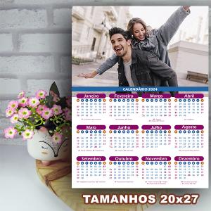 Calendários 20x27 Papel fotográfico 20x27 4x0 Frente colorido Brilhante Corte reto Com furo